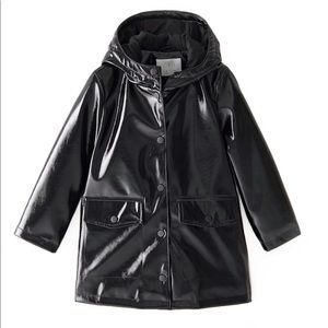<NWT>Zara Black Patent Raincoat